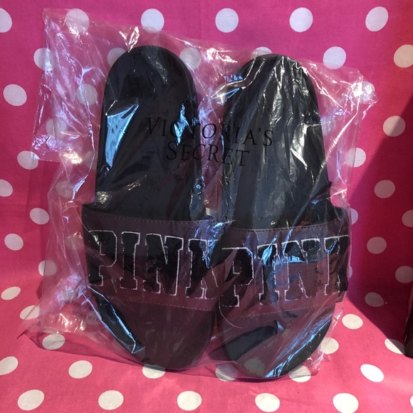 NWT VS PINK black orchid single strap slides - Picture 4 of 4